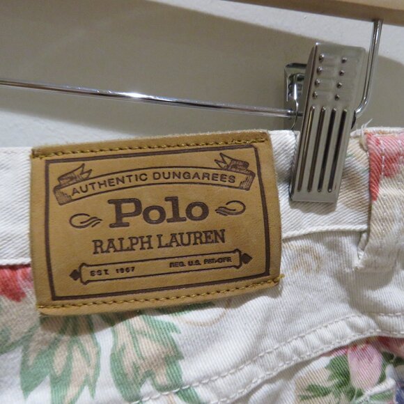 VINTAGE RALPH LAUREN Floral Midi Pencil Skirt in White Denim Preppy Cottagecore - Picture 14 of 16